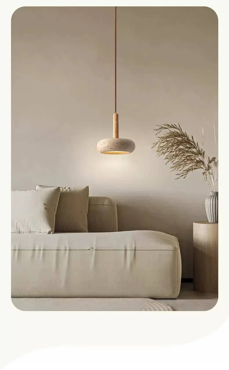 Travertine Decorative Stone Wabi-Sabi Lamp Light for Living Room Bedroom