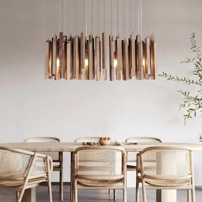 Retro Solid Wooden Hanging Chandelier Light