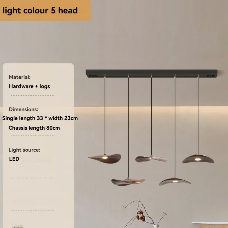 Solid Wood Walnut Leaf Multi-Head Combination Retro Style