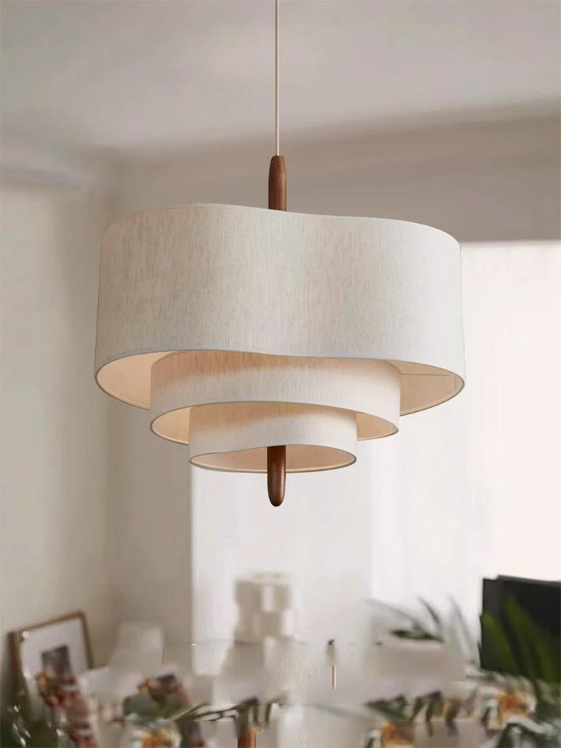 Nordic Minimalist Wabi-Sabi Fabric Chandelier Lamp Fixture