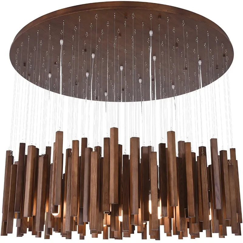 Retro Solid Wooden Hanging Chandelier Light