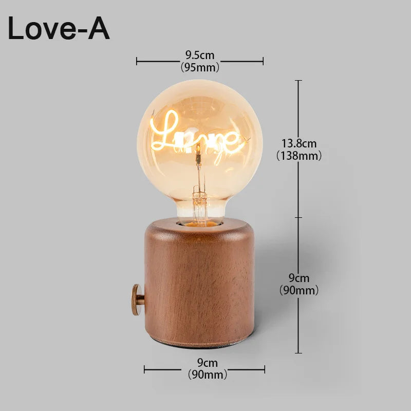 Vintage Wood Night Light EU Plug For Bedside (Brown)