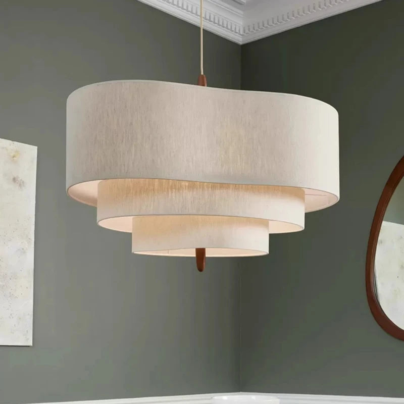 Nordic Minimalist Wabi-Sabi Fabric Chandelier Lamp Fixture