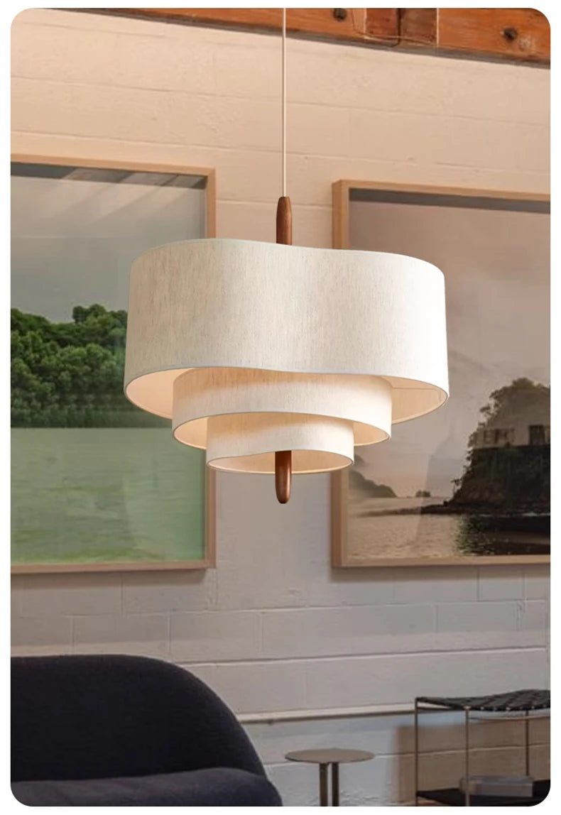 Nordic Minimalist Wabi-Sabi Fabric Chandelier Lamp Fixture