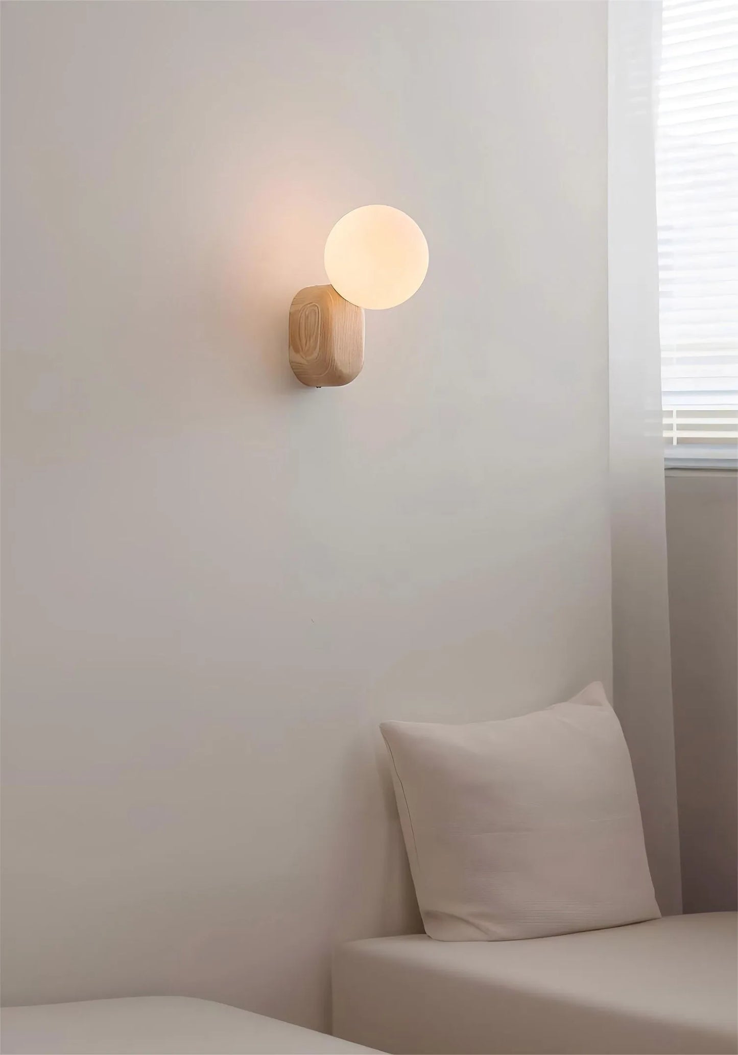 Spherical Glass Wooden Modern Wall Sconce Light