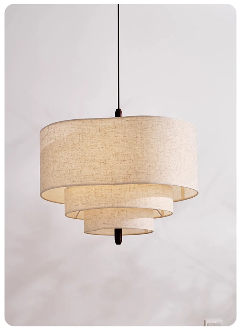 Nordic Minimalist Wabi-Sabi Fabric Chandelier Lamp Fixture