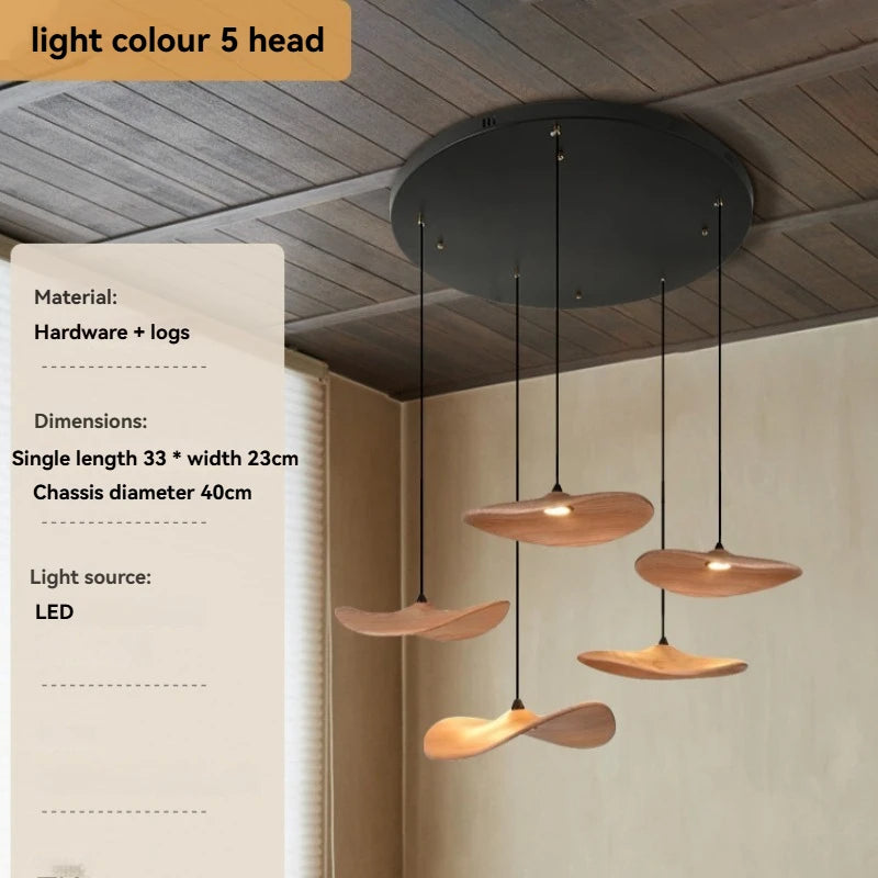 Solid Wood Walnut Leaf Multi-Head Combination Retro Style