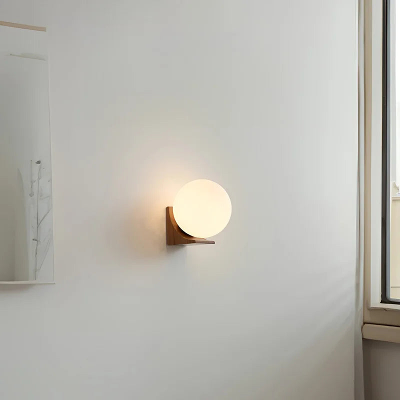 Walnut  Round Ball Glass Wall light Sconces