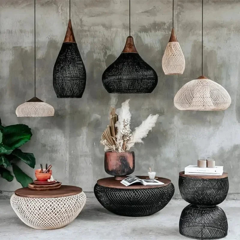 Pendant Vintage Handmade Rattan Lamp