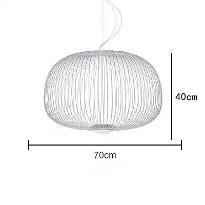 White pendant lamp with dimensions on a white background