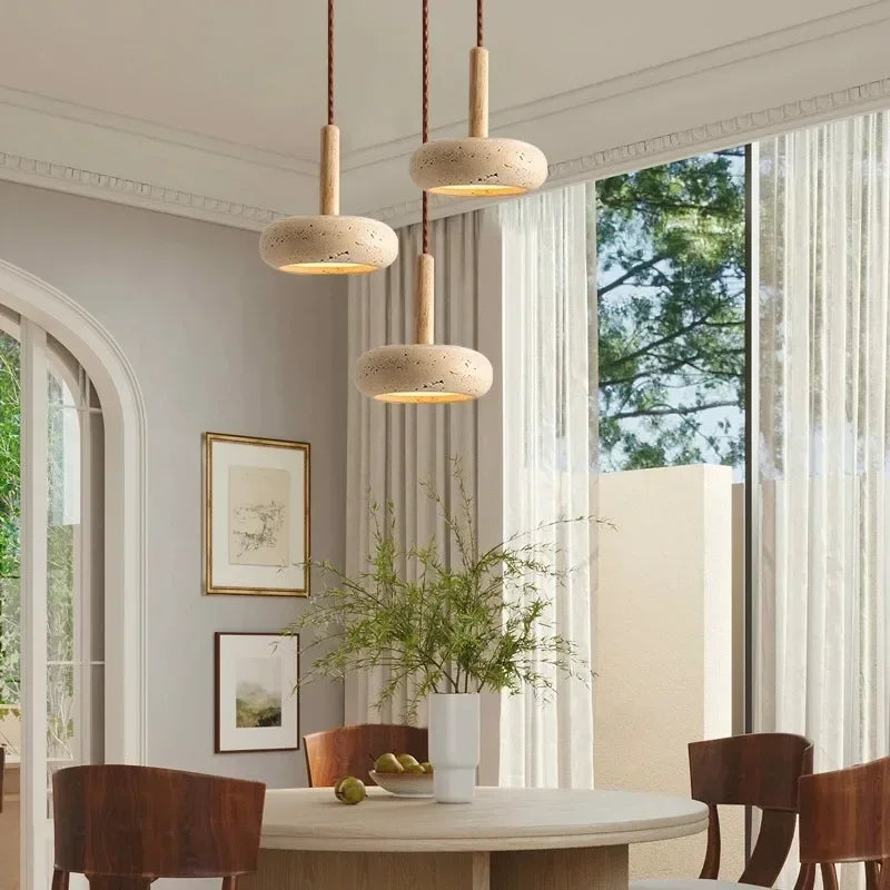 Travertine Decorative Stone Wabi-Sabi Lamp Light for Living Room Bedroom