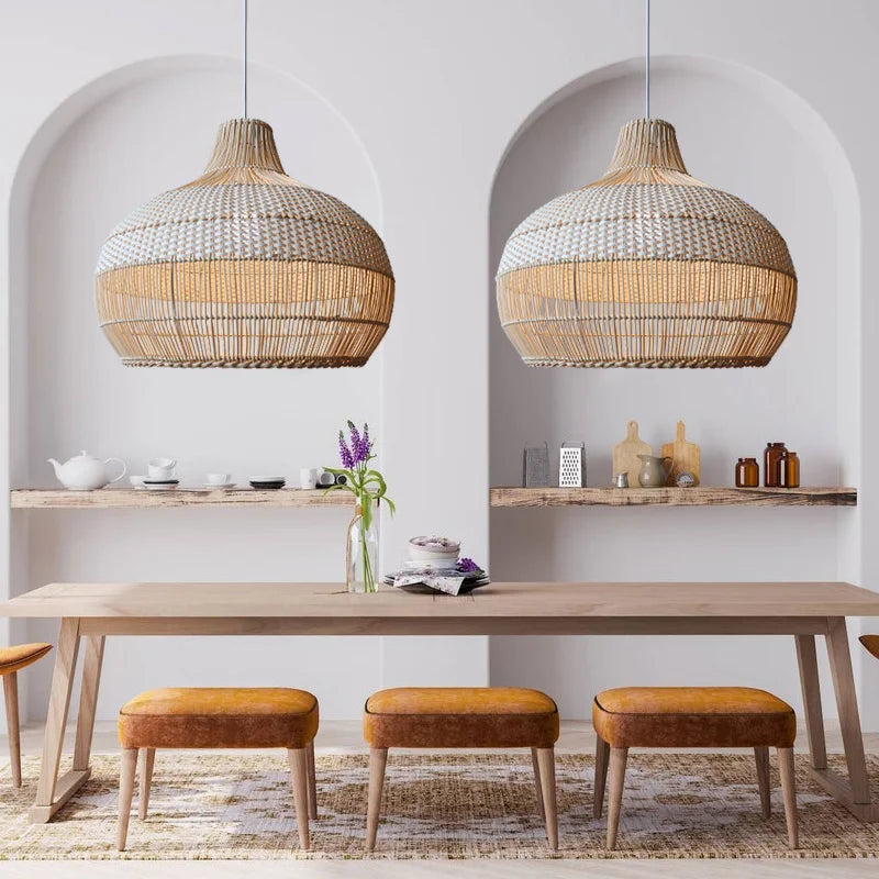 Rattan Hand Woven Vintage Chandeliers Pendant Lights