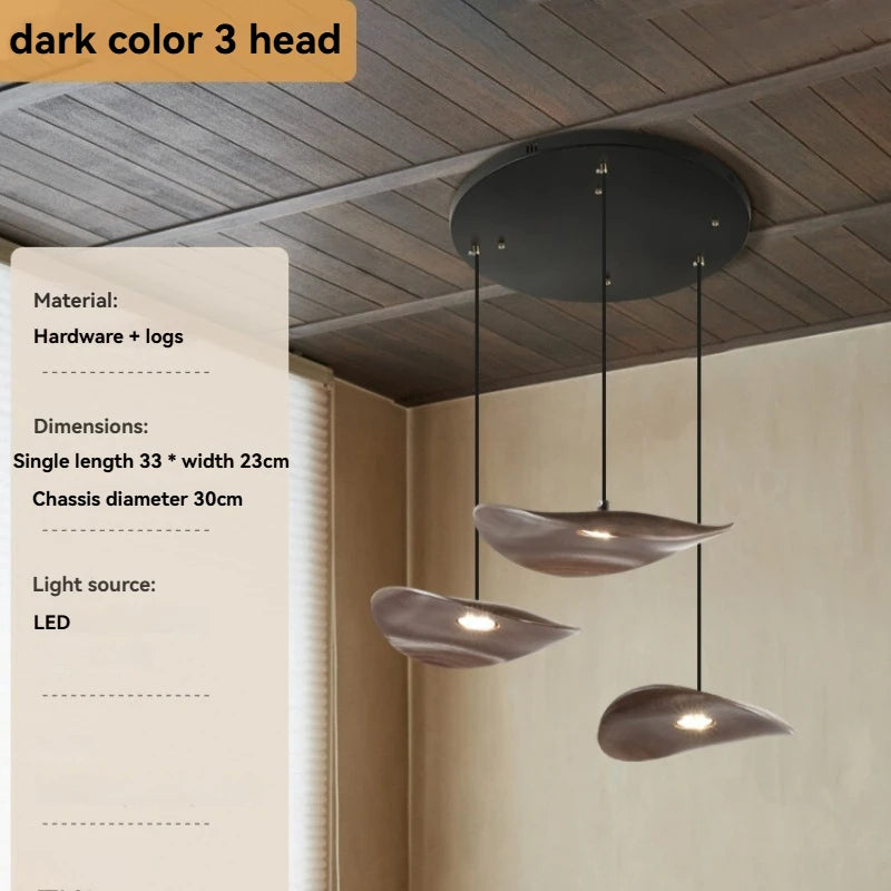 Solid Wood Walnut Leaf Multi-Head Combination Retro Style