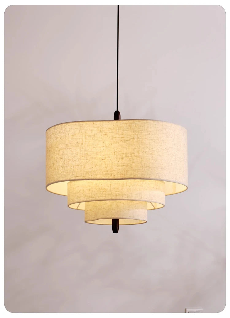 Nordic Minimalist Wabi-Sabi Fabric Chandelier Lamp Fixture
