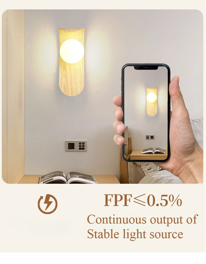 Wood Wall Lamp Acrylic LED Lamp Shad