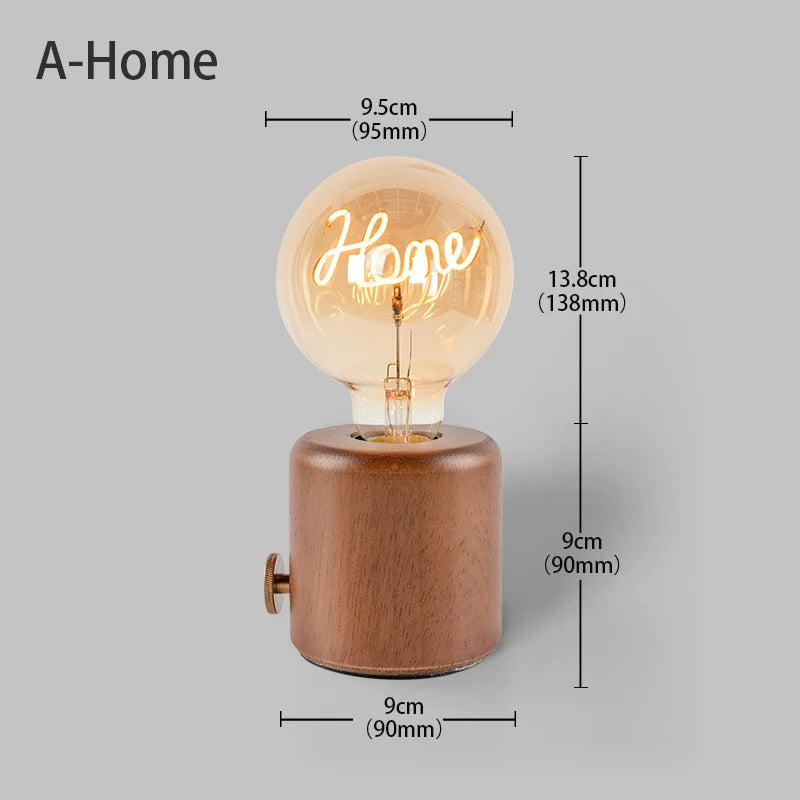 Vintage Wood Night Light EU Plug For Bedside (Brown)