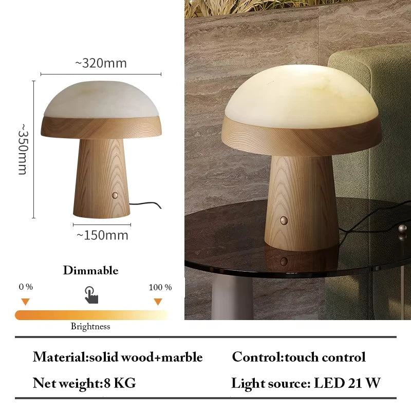 Creative Light Luxury Wood+Marble Table Lamp