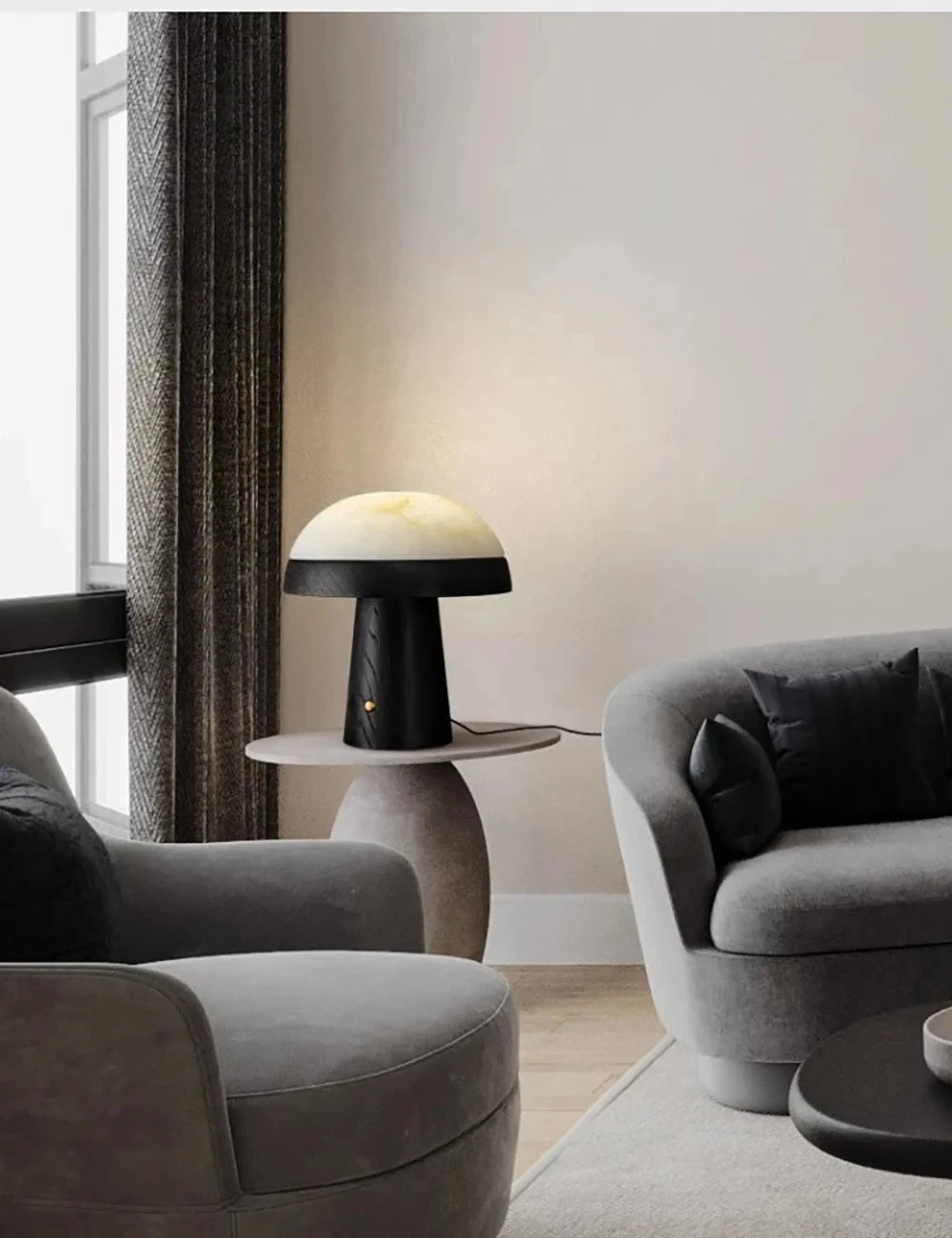 Creative Light Luxury Wood+Marble Table Lamp