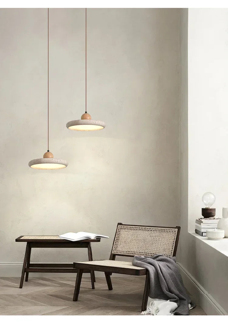 Modern Natural Stone LED Pendant Light Nordic Retro Travertine Chandelier for Dining Room Beside Home Decor Light Fixtures