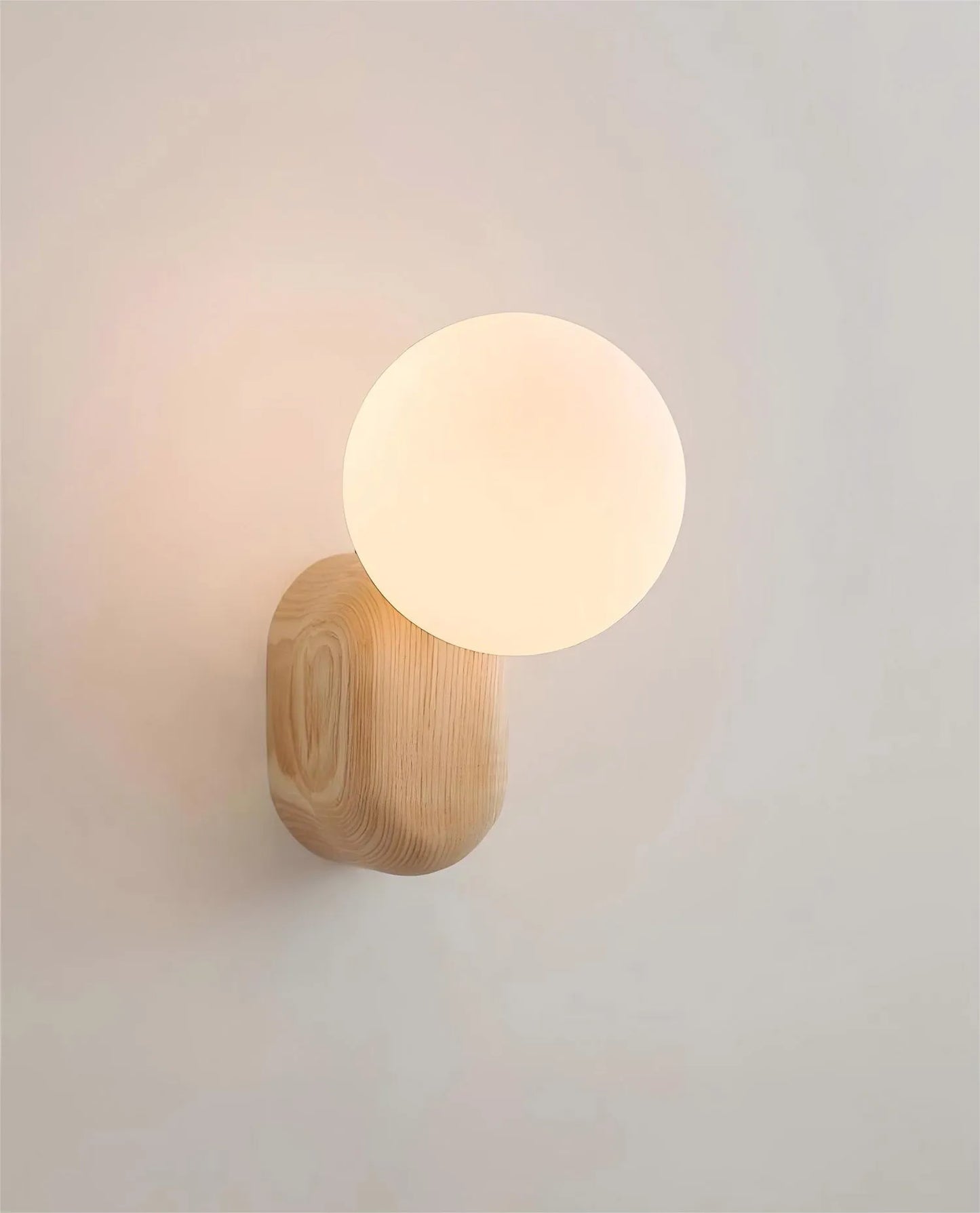 Spherical Glass Wooden Modern Wall Sconce Light