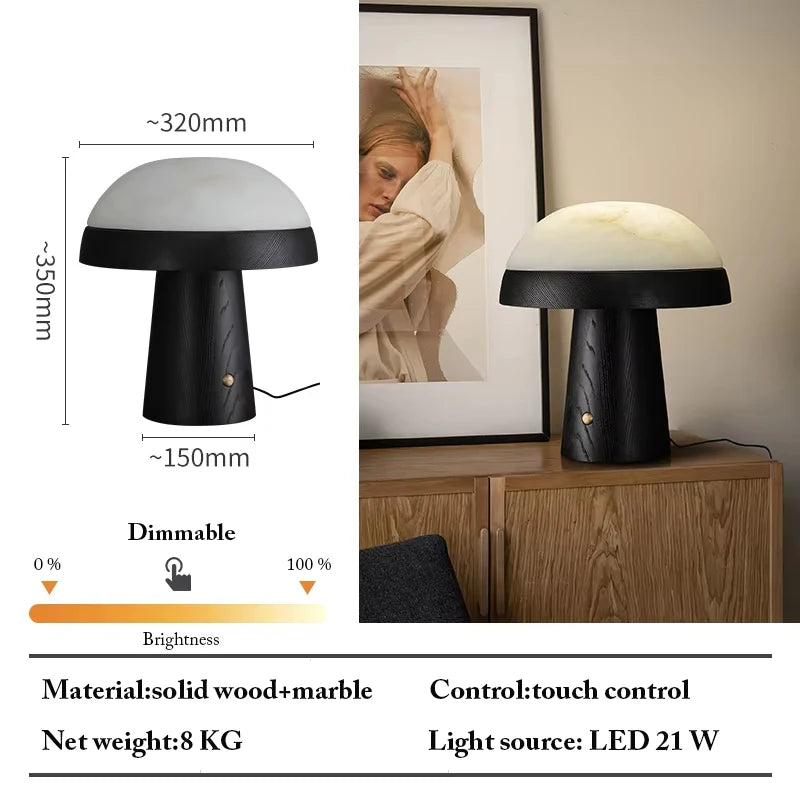 Creative Light Luxury Wood+Marble Table Lamp