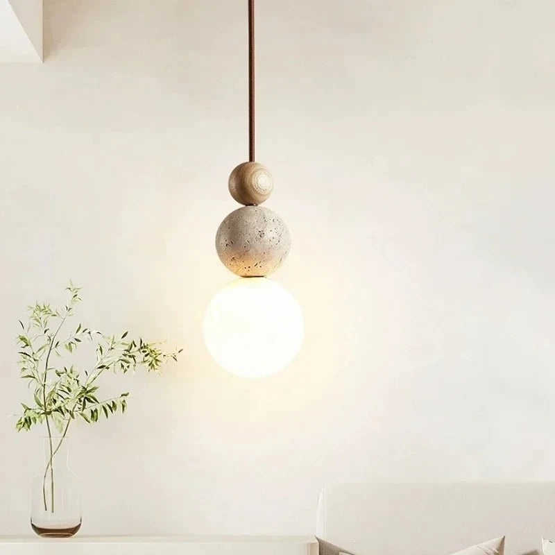 Travertine Decorative Stone Wabi-Sabi Lamp Light for Living Room Bedroom