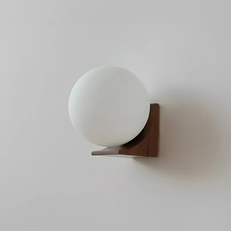 Walnut  Round Ball Glass Wall light Sconces