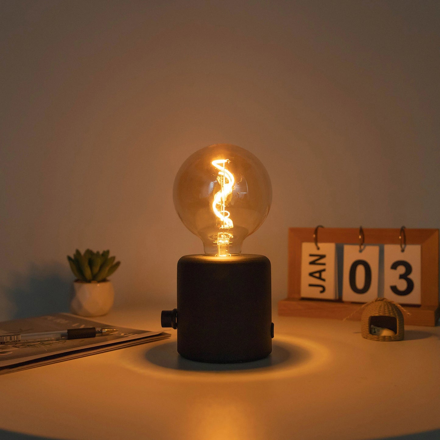 Vintage Wood Night Light EU Plug For Bedside (Brown)