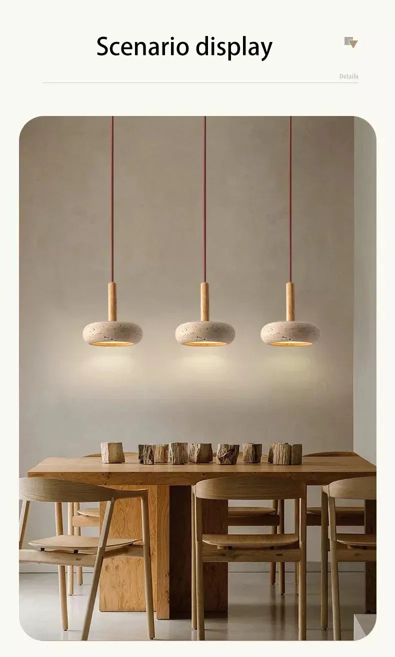 Travertine Decorative Stone Wabi-Sabi Lamp Light for Living Room Bedroom