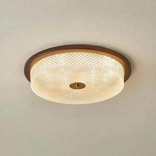 Engraved Crystal Acrylic Walnut Vintage Style Ceiling Light
