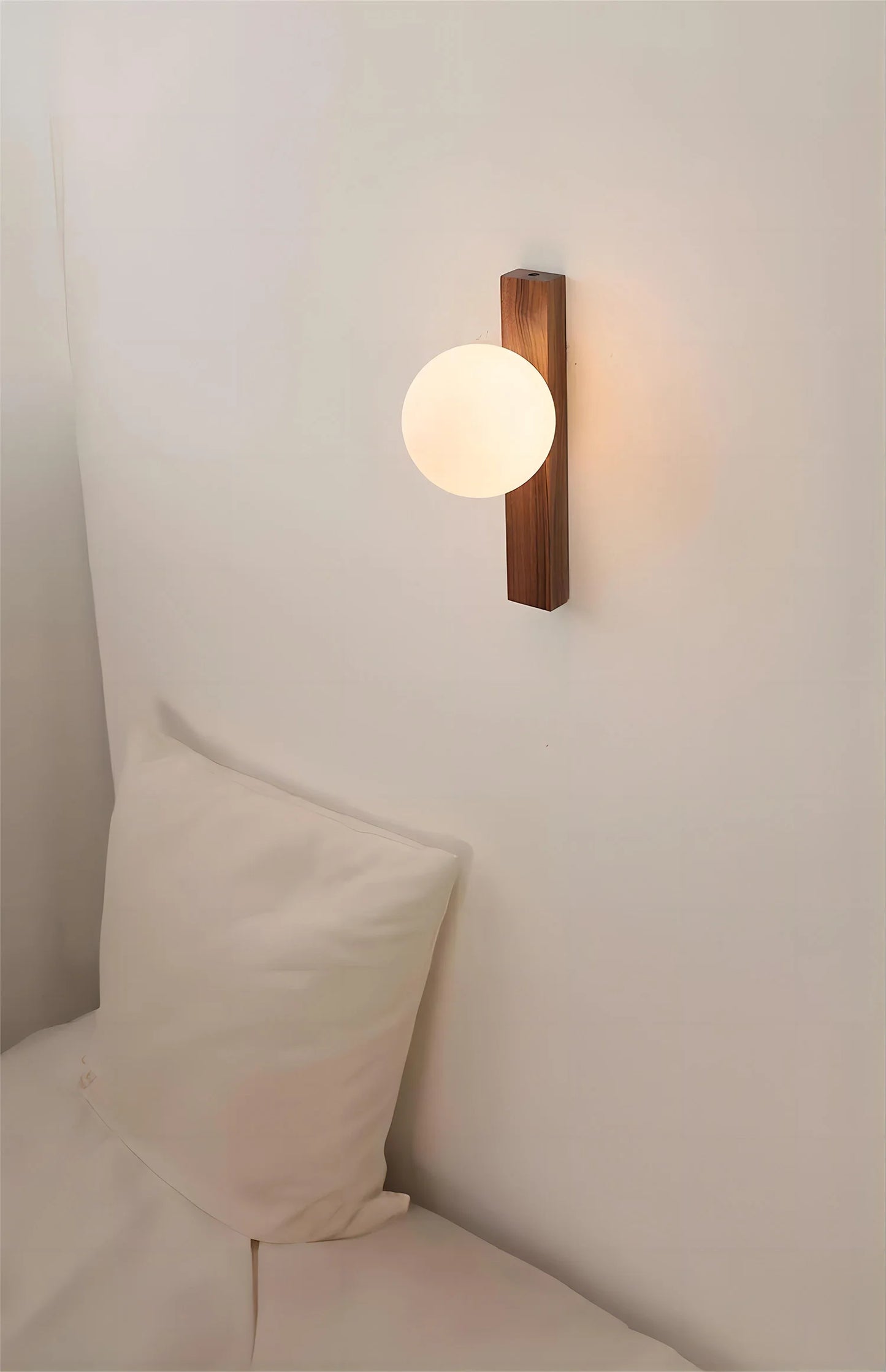 Walnut Wood Glass Sphere Modern Sconces Wall Light