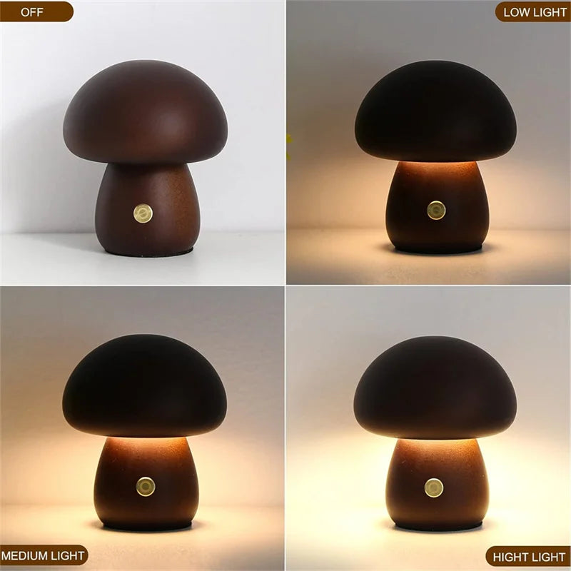 Creative Mushroom LED Portable, Cordless, Rechargeable Mushroom Night Light