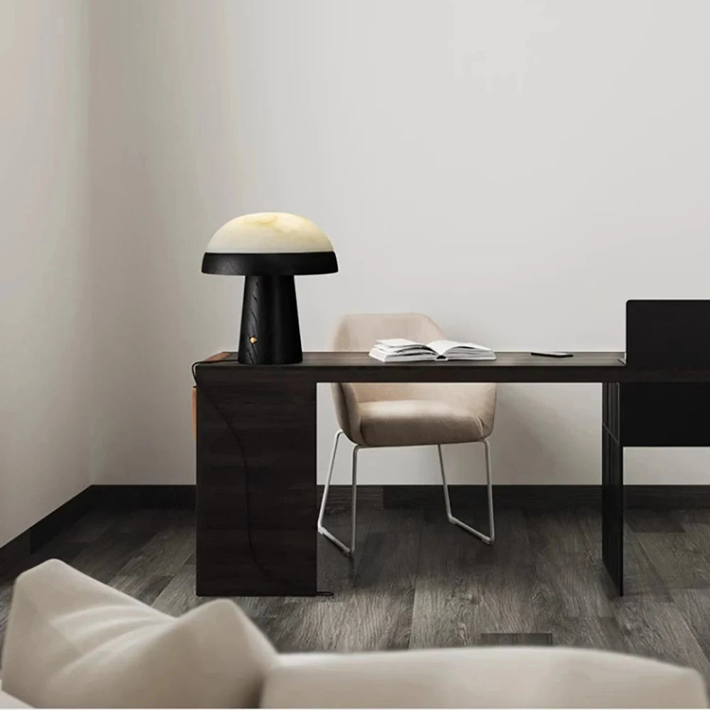 Creative Light Luxury Wood+Marble Table Lamp
