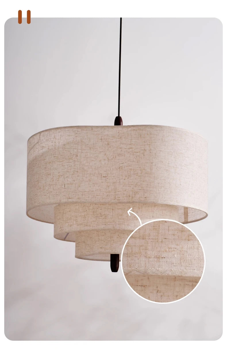 Nordic Minimalist Wabi-Sabi Fabric Chandelier Lamp Fixture