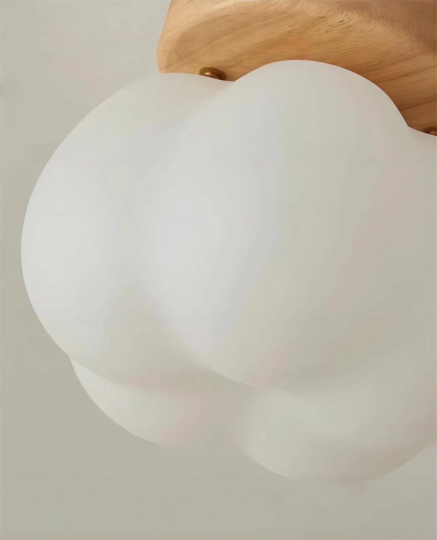 Walnut Wood Roll Molded Pumpkin Flush Ceiling Light