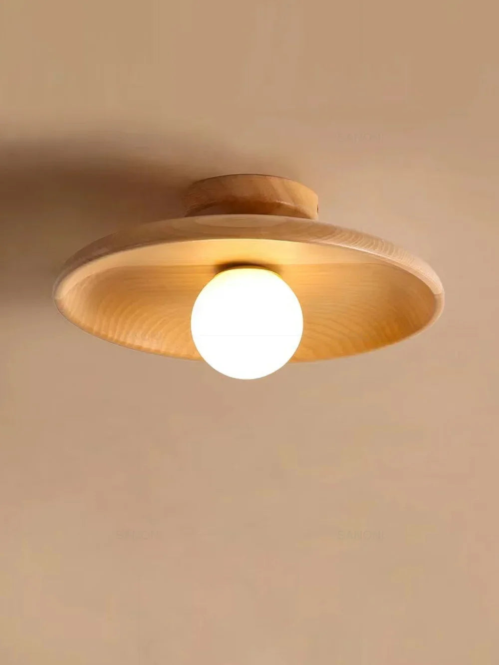 Nordic Wooden Round Ceiling Lamp