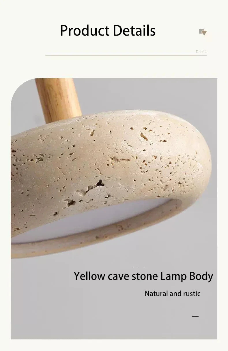 Travertine Decorative Stone Wabi-Sabi Lamp Light for Living Room Bedroom