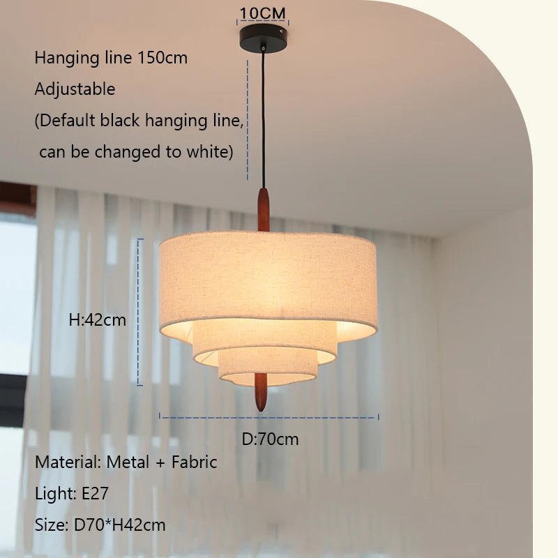 Nordic Minimalist Wabi-Sabi Fabric Chandelier Lamp Fixture
