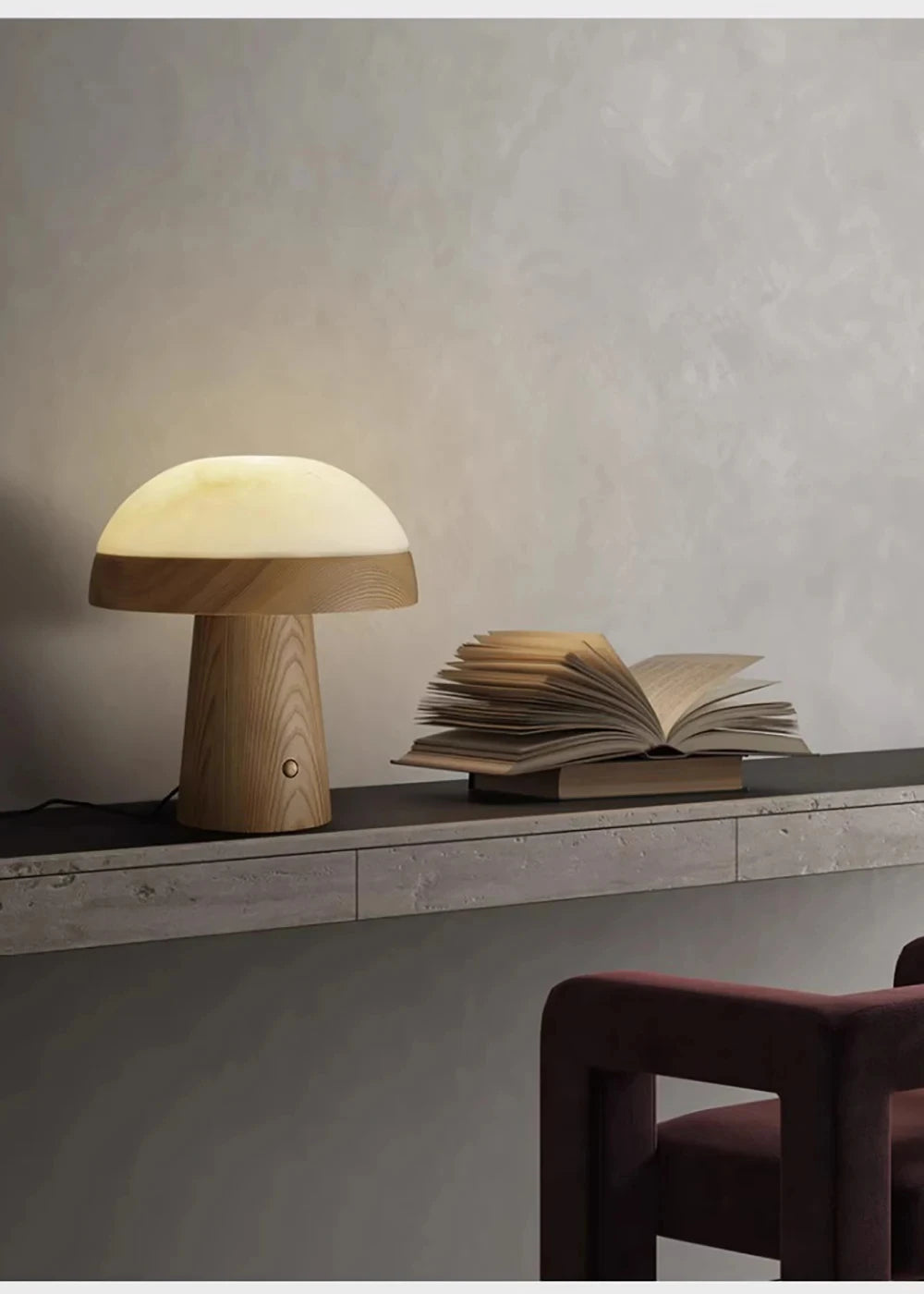 Creative Light Luxury Wood+Marble Table Lamp