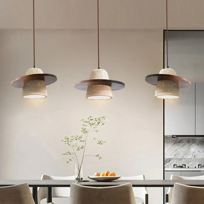 Natural Yellow Cave Stone Pendant Light