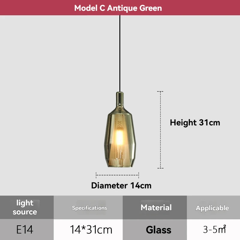 Modern Simple Creative Coloured Glass Hanging Line Chandelier
