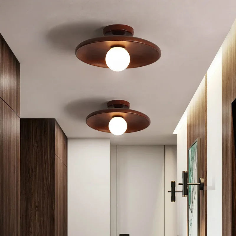 Nordic Wooden Round Ceiling Lamp