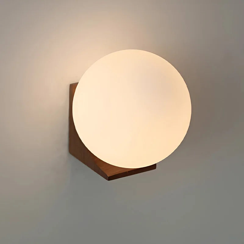 Walnut  Round Ball Glass Wall light Sconces