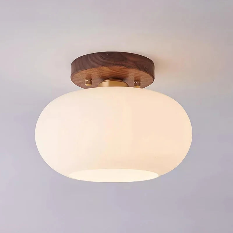Walnut Wood Wabi-Sabi Ceiling Light