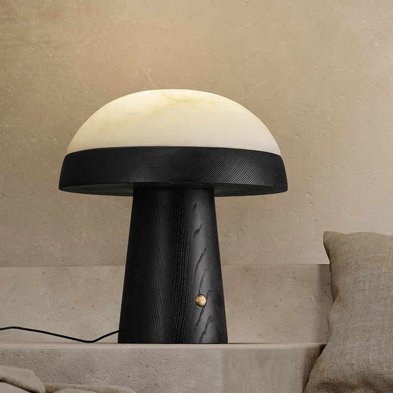Creative Light Luxury Wood+Marble Table Lamp
