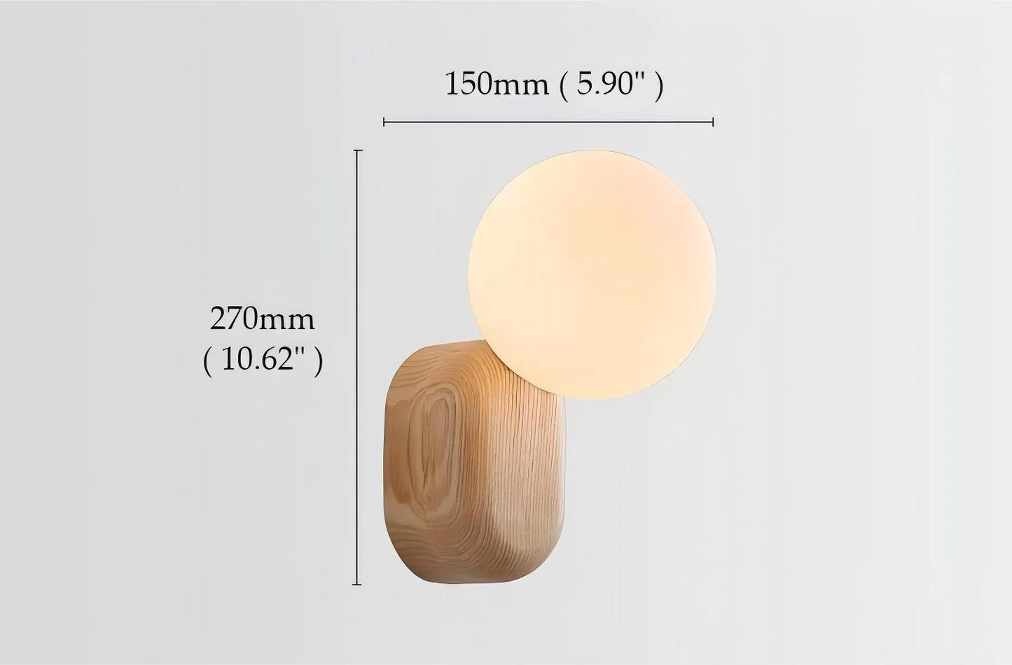 Spherical Glass Wooden Modern Wall Sconce Light