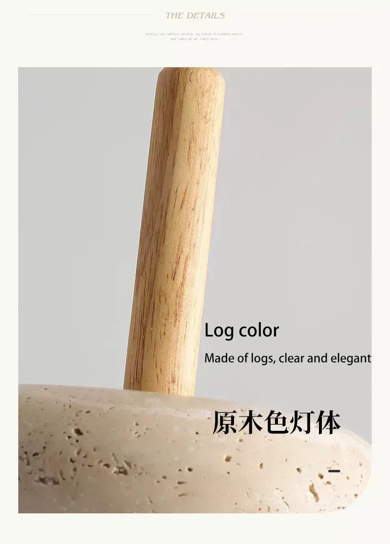 Travertine Decorative Stone Wabi-Sabi Lamp Light for Living Room Bedroom