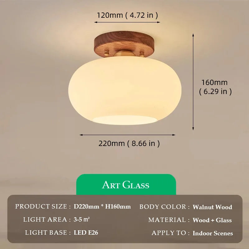 Walnut Wood Wabi-Sabi Ceiling Light