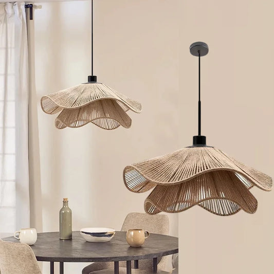 Nordic Minimalist LED Chandelier Vintage Rope Pendant Lamp