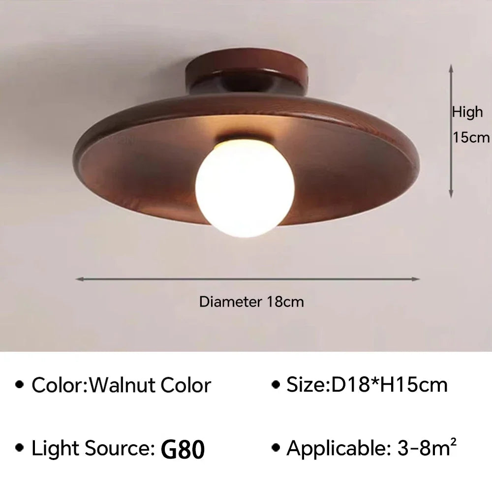 Nordic Wooden Round Ceiling Lamp